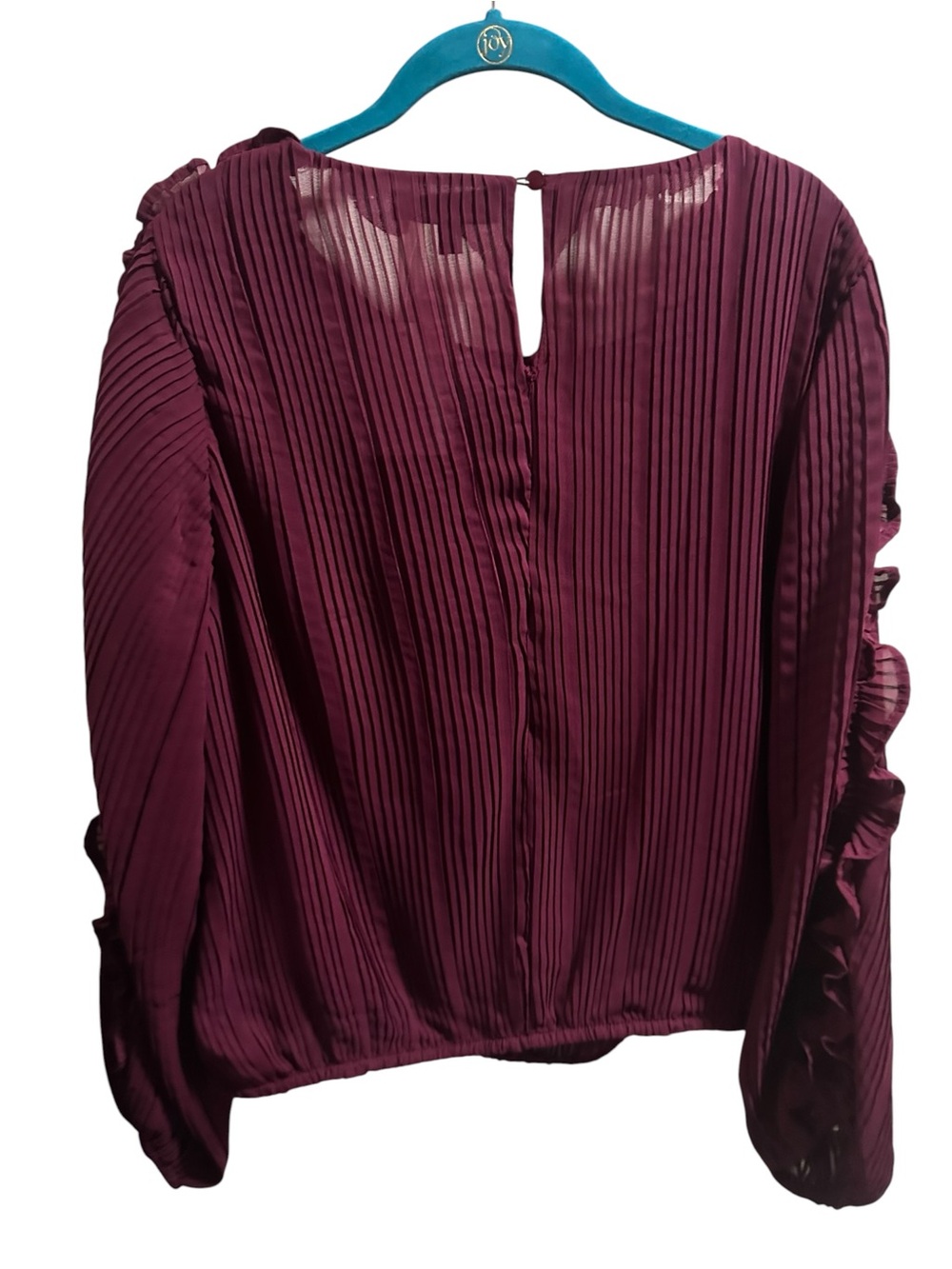 The Line of Style Ruffled Pleat-Detail Wine Blouse size XL - Picture 5 of 6